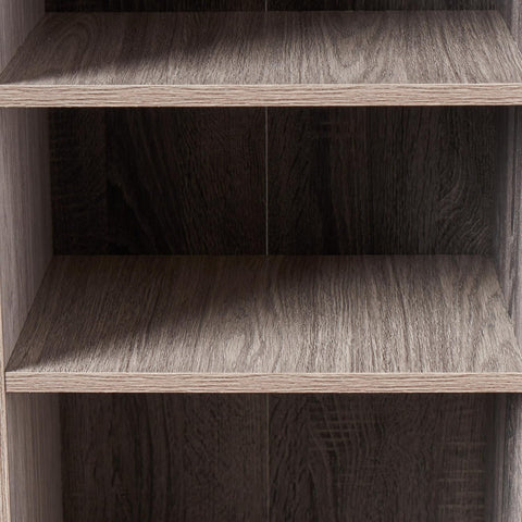 Imogen Modern Two-Toned Faux Wood Bookshelf, Sonoma Grey Oak / Grey Oak / Black