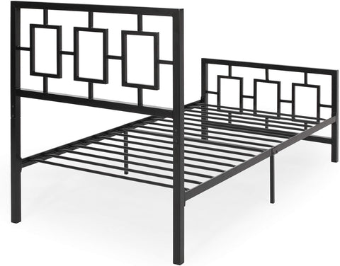 Modern Iron Twin Bed Frame, Flat Black