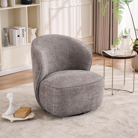 Kidol&Shellder Swivel Accent Chair Living Room Chairs Comfy Reading Chair for Bedroom Accent Chairs for Living Room Single Sofa Chair Modern Barrel Chairs Upholstered Side Boucle Chair(Gray,1)