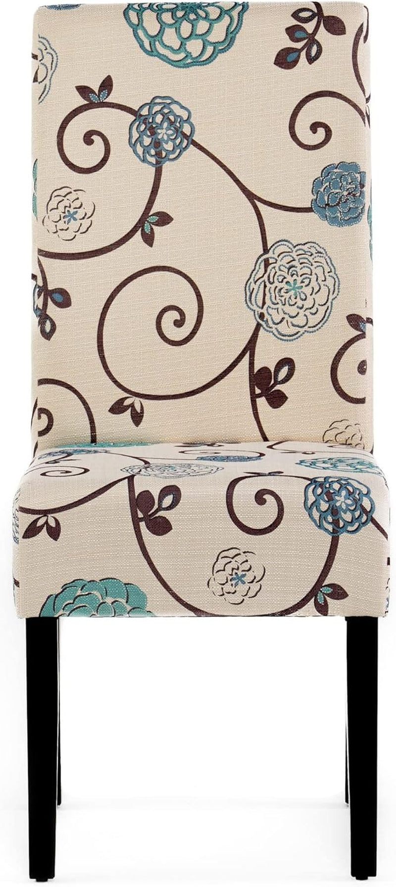 Pertica Fabric Dining Chairs, 2-Pcs Set, Polyester White and Blue Floral