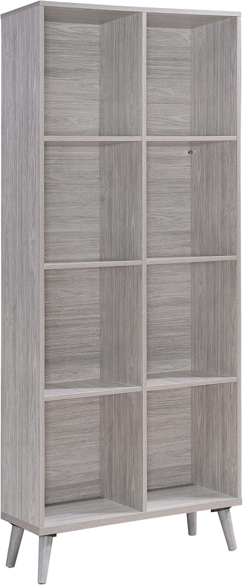 Elouera Mid-Century Faux Wood Bookcase, Grey Oak Finish