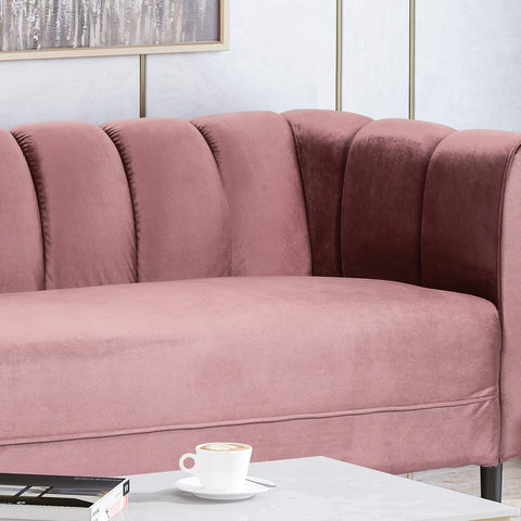 Miranda Velvet 3 Seater Sofa, Blush, Dark Brown