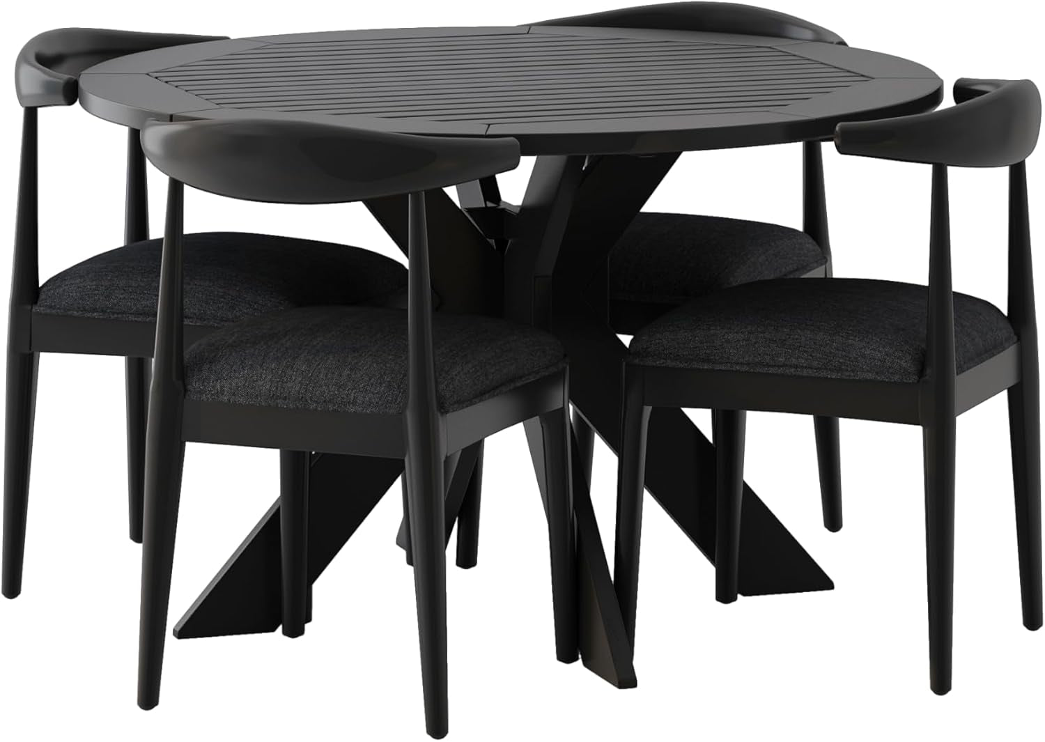 Dason Dining Set, 21.75 "W X 20.5 "D X 30.5 "H, Black Textured Tweed + Black