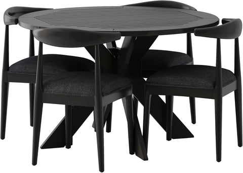 Dason Dining Set, 21.75 "W X 20.5 "D X 30.5 "H, Black Textured Tweed + Black