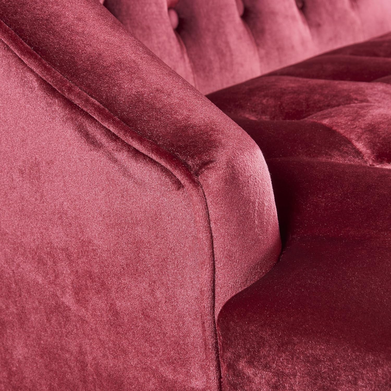 Christopher Knight Home  Leona Modern Glam Tufted Velvet Wingback Loveseat, Wine and Dark Brown, 34.00 ''D X 50.25‘’W X 38.50'' H