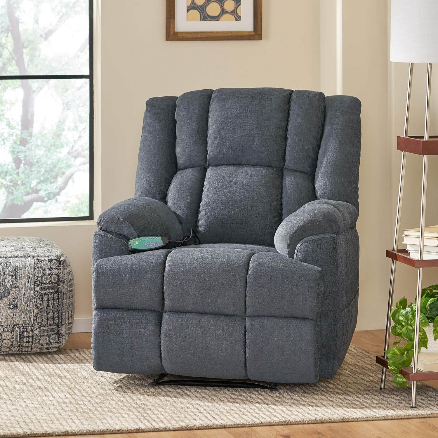 Coosa Massage Recliner, Charcoal + Black