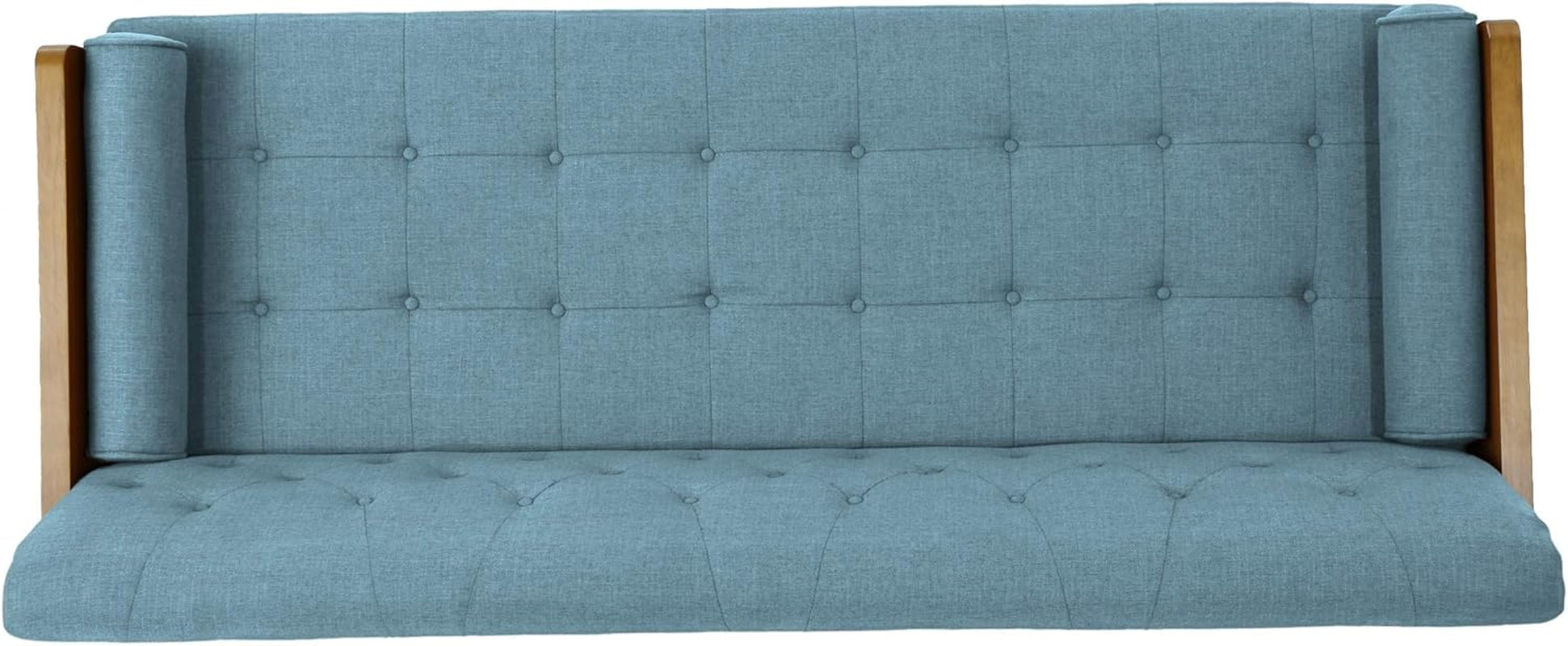 Aidan Mid Century Modern Tufted Fabric Sofa, Blue