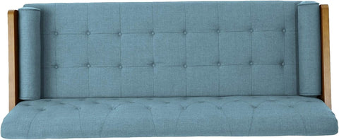 Aidan Mid Century Modern Tufted Fabric Sofa, Blue