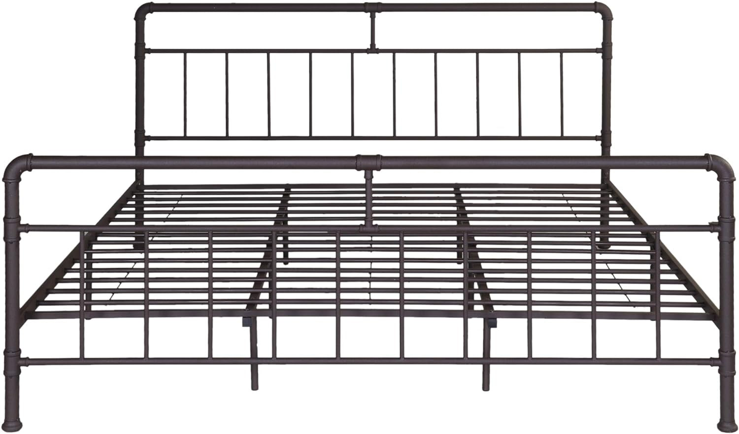 Sally King-Size Iron Bed Frame, Minimal, Industrial, Hammered Copper