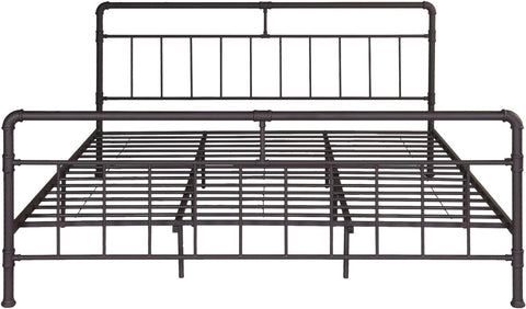 Sally King-Size Iron Bed Frame, Minimal, Industrial, Hammered Copper