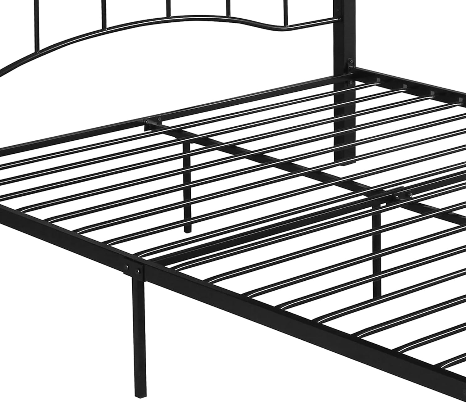 Bouvardia Contemporary Iron King Bed Frame, Flat Black