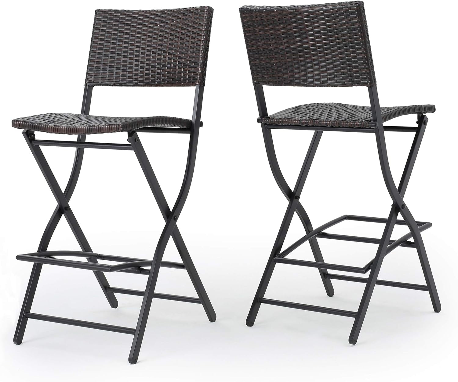 Margarita Outdoor Wicker Barstools, 2-Pcs Set, Multibrown