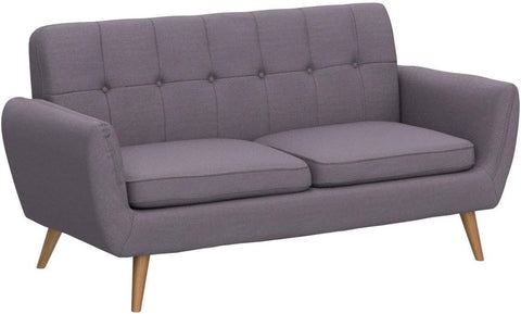 Josephine Mid-Century Modern Petite Fabric Sofa, Dark Grey / Natural