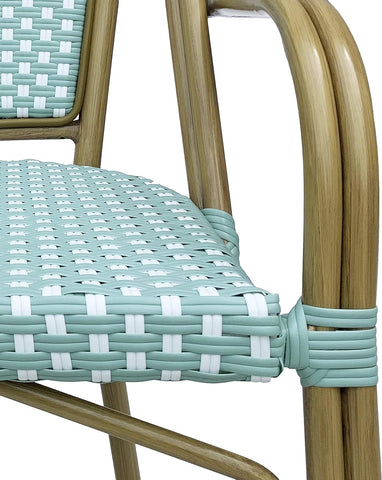 Brianna Bistro Chairs, Light Teal + White + Wood Print