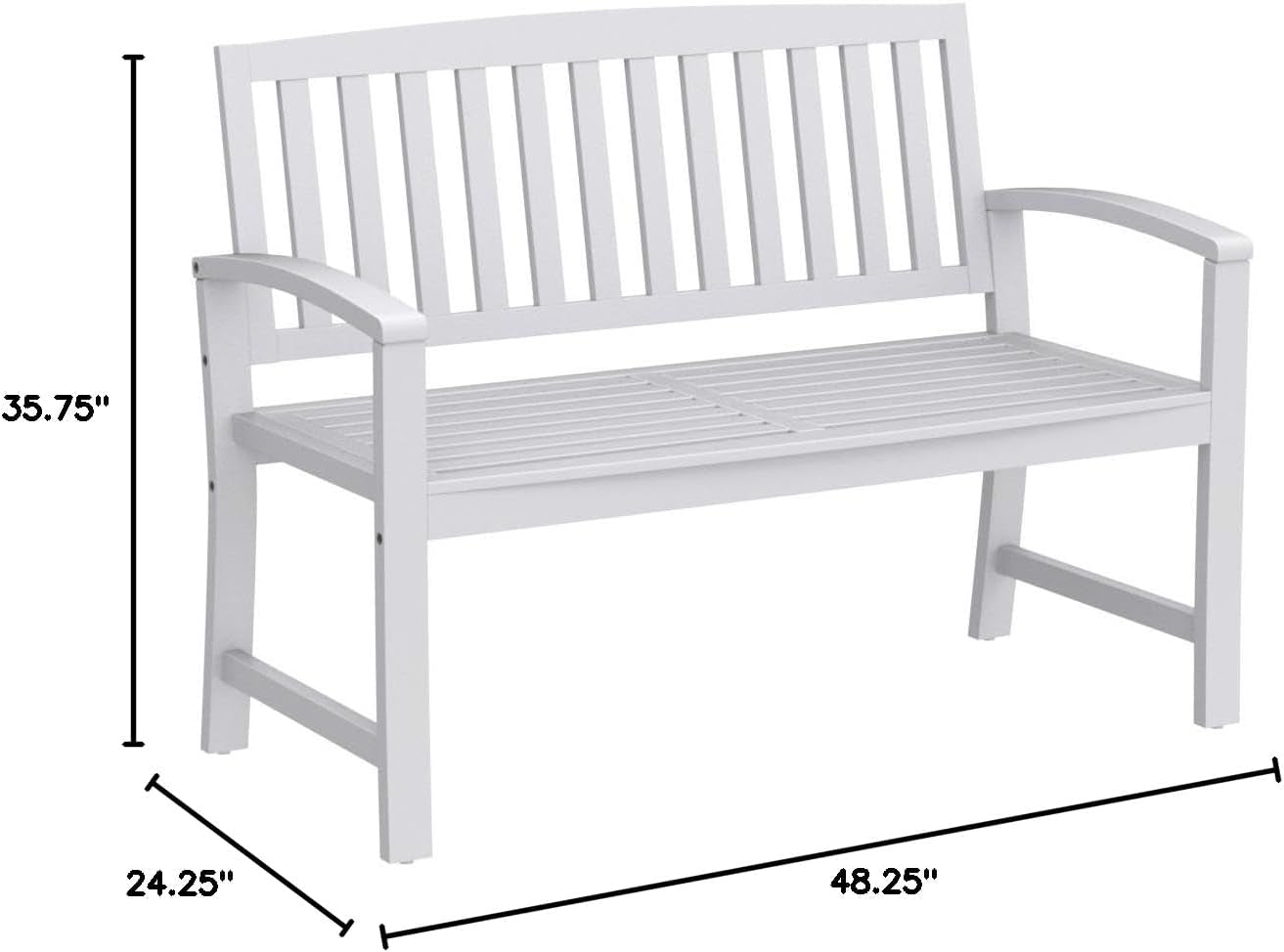 Loja Outdoor Acacia Wood Bench, Pu White