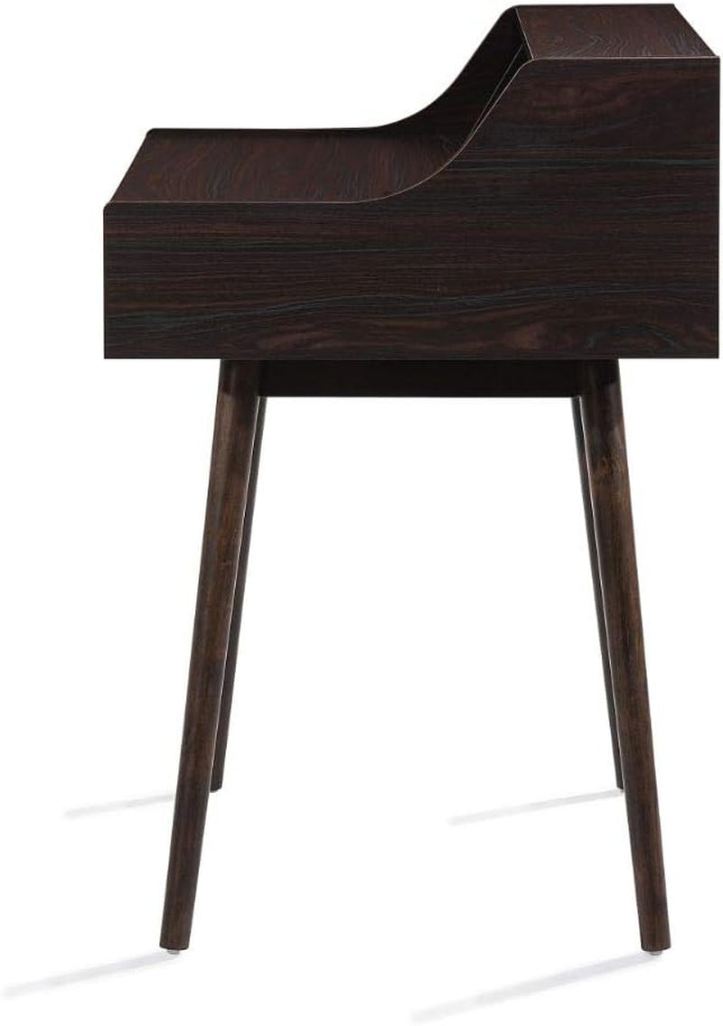 Brenda Mid-Century Modern Fiberboard Home Office Desk, Walnut Finish