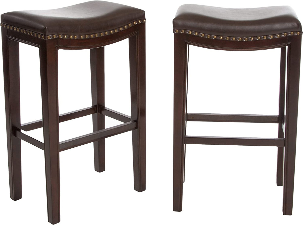 Avondale Backless Bar Stools,12"D X 18.13"W X 30"H, 2-Pcs Set, Brown