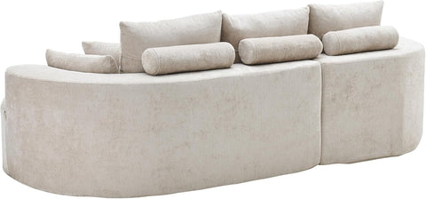 Carden 106" Curved Modular Sectional Sofa, Comfy Sofa Couch with Chaise Lounge, Modern Cloud Couch with Deep Seat, Fabric Upholstered Set for Living Room Bedroom, Silver Lining