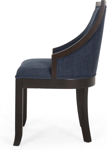 Thurber Dining Chair, Navy Blue + Walnut