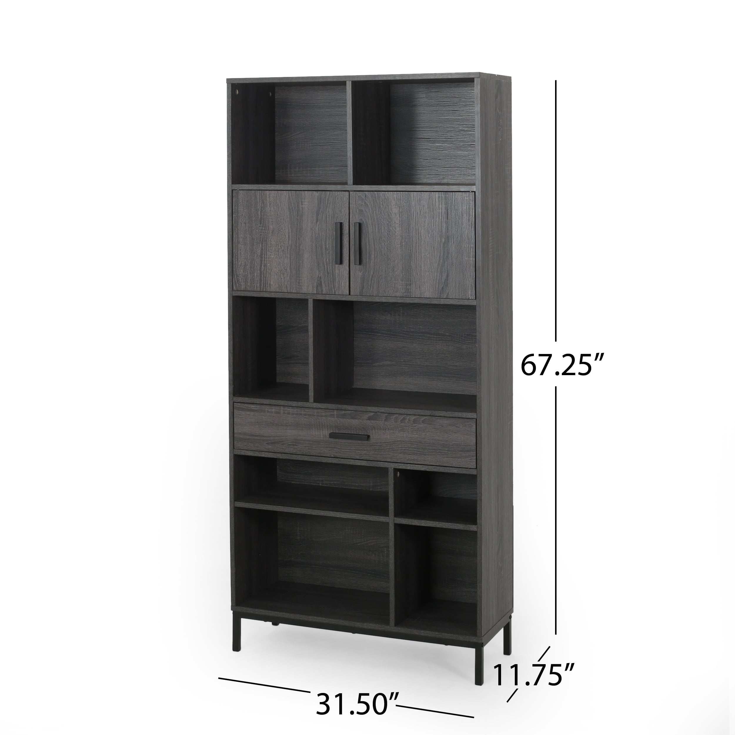 Elon Faux Wood Cube Unit 8 Shelves Bookcase, Dark Gray