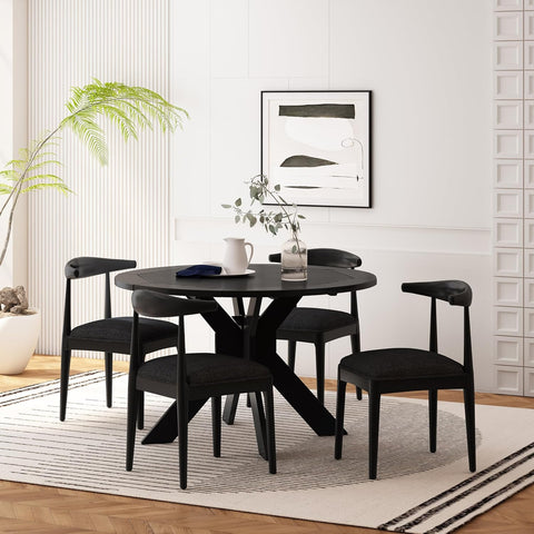 Dason Dining Set, 21.75 "W X 20.5 "D X 30.5 "H, Black Textured Tweed + Black