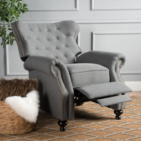 Walder Tufted Fabric Recliner, Charcoal