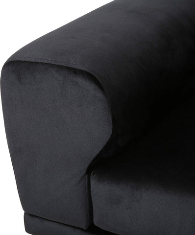 Victoria Modern Glam 4 Seater Velvet Sofa, Black, Silver