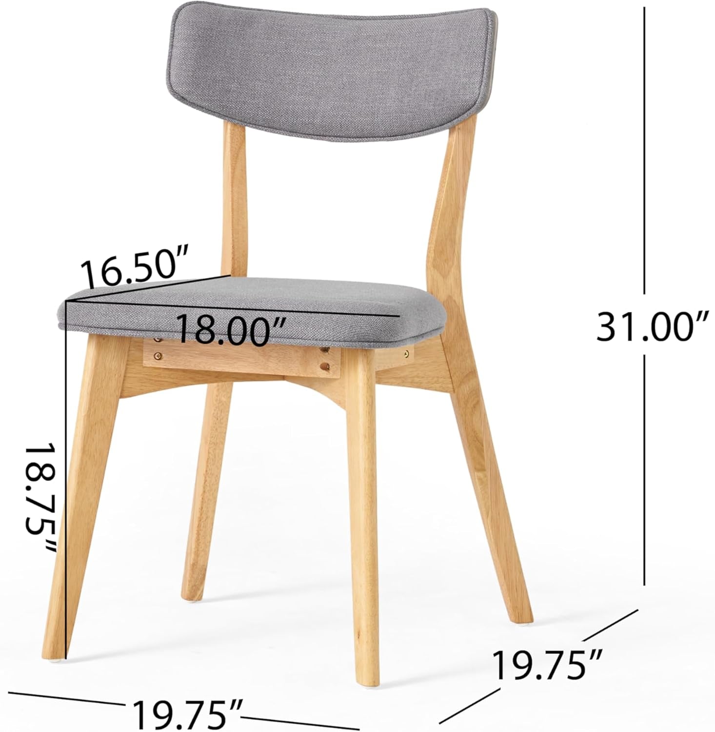 Carmody Wood and Fabric 7 Piece Dining Set, 20.25 "W X 20.25 "D X 31.5 "H, Natural Oak + Dark Gray