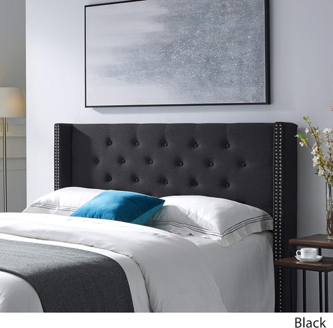 Contemporary Upholstered Queen/Full Headboard, Black