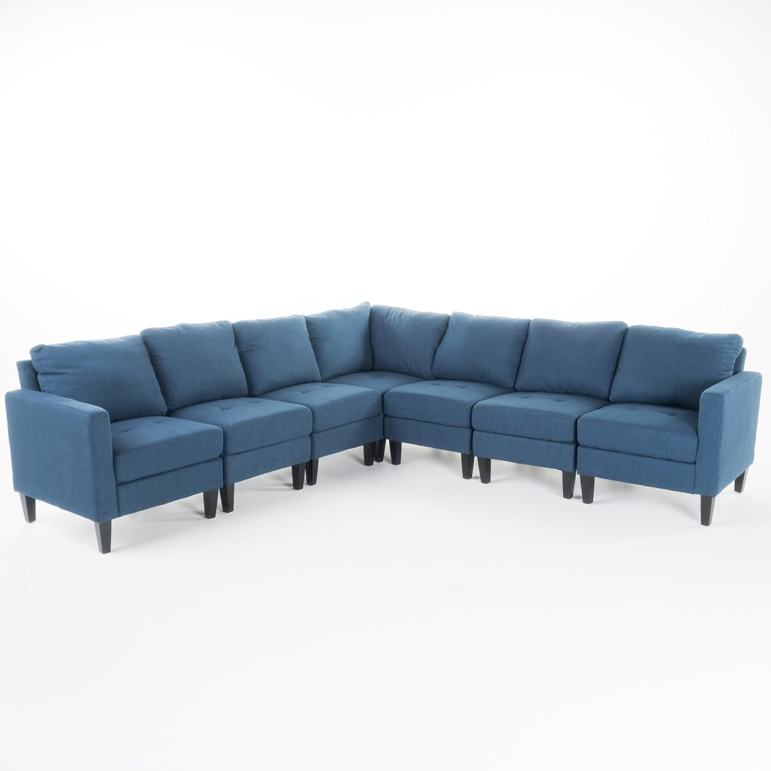 Zahra Fabric Sectional Couch, 7-Pcs Set, Dark Blue