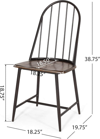 Coventry Dining Set, 18.25 "W X 19.75 "D X 38.75 "H, Dark Brown + Natural Brown + Black + Black and Espresso