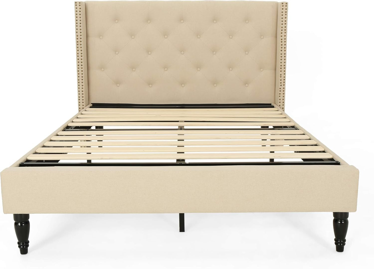 Raye Fully-Upholstered Bed Frame-Queen-Size-Traditional-Beige