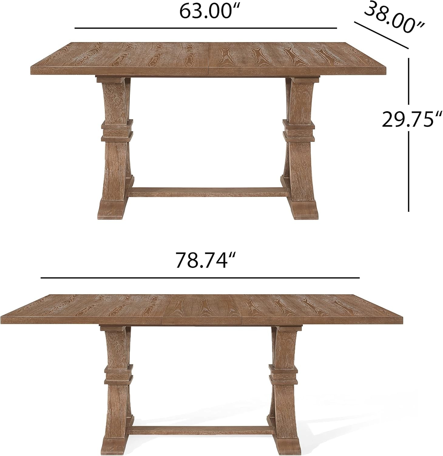 Fernleaf Dining Set, 20.25 "W X 24 "D X 34 "H, Natural Brown + Light Ash + Light Beige Tweed