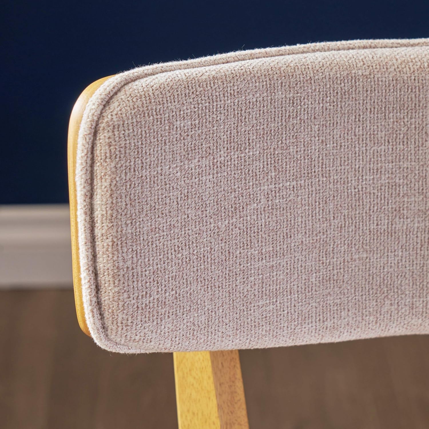 Abrielle Mid-Century Modern Dining Chairs with Rubberwood Frame, 2-Pcs Set, Light Beige / Natural Oak
