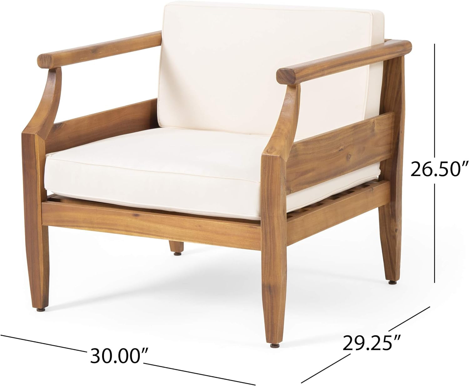 Daisy Outdoor Club Chair with Cushion (Set of 4), Teak Finish, Cream