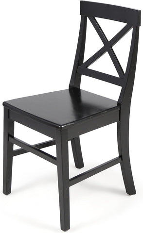 Roshan Farmhouse Acacia Wood Dining Chairs, Black