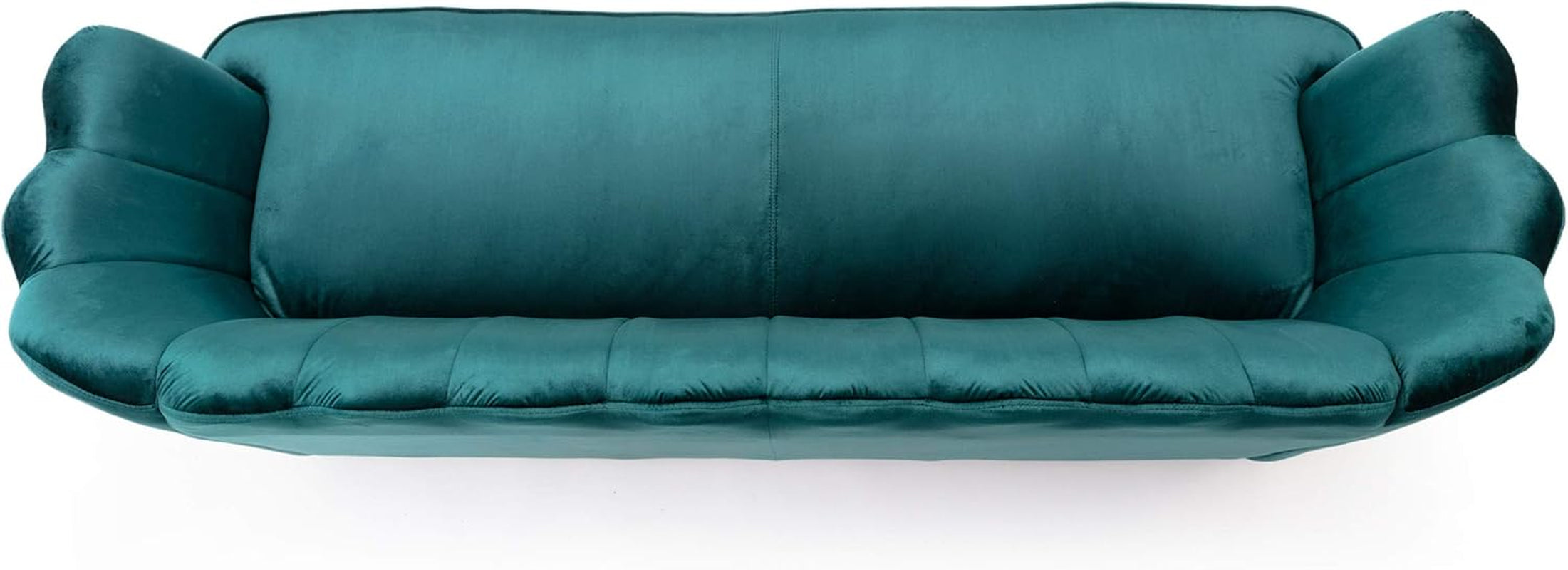 Reitz Channel Stitch 3 Seater Shell Sofa - Velvet - Teal/Gold
