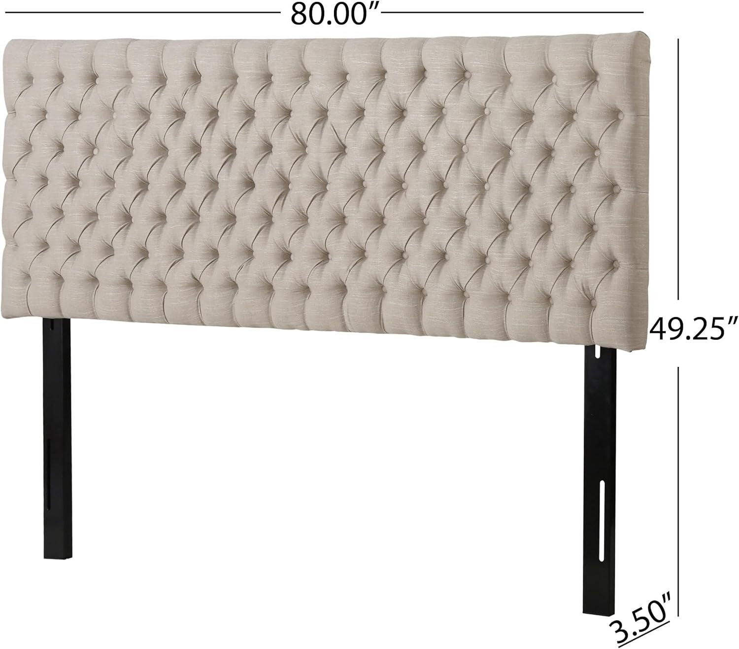 Contemporary Upholstered King/Cal King Tufted Headboard, Sand Fabric