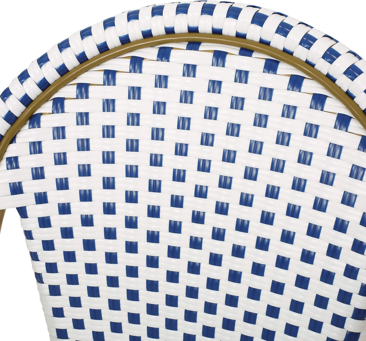 Philomena Outdoor French Bistro Chair (Set of 2), Blue + White + Bamboo Print Finish