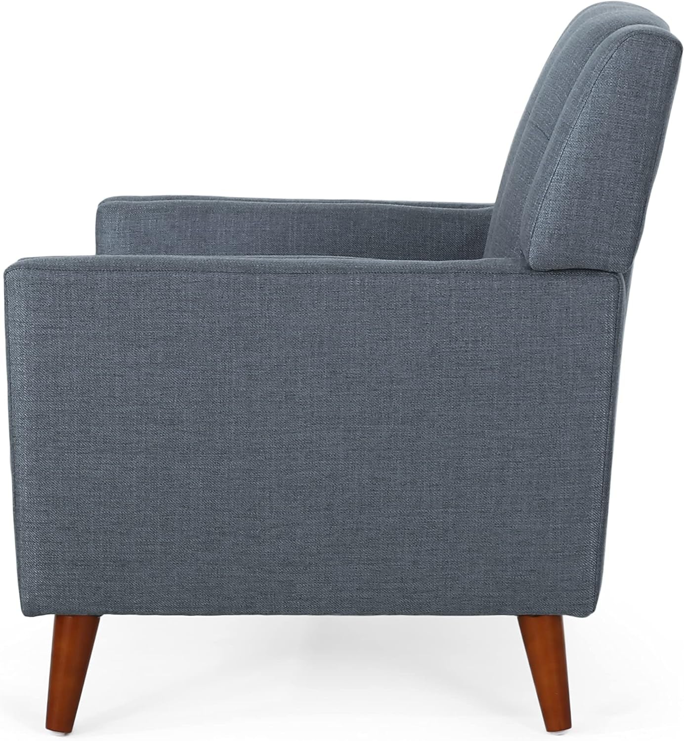 Evelyn Mid Century Modern Fabric Arm Chair, Dark Gray, Walnut