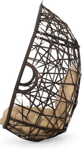 CKH Wicker Tear Drop Hanging Chair, Brown