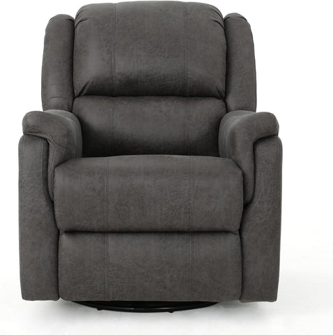 Jemma Tufted Slate Microfiber Swivel Gliding Recliner Chair