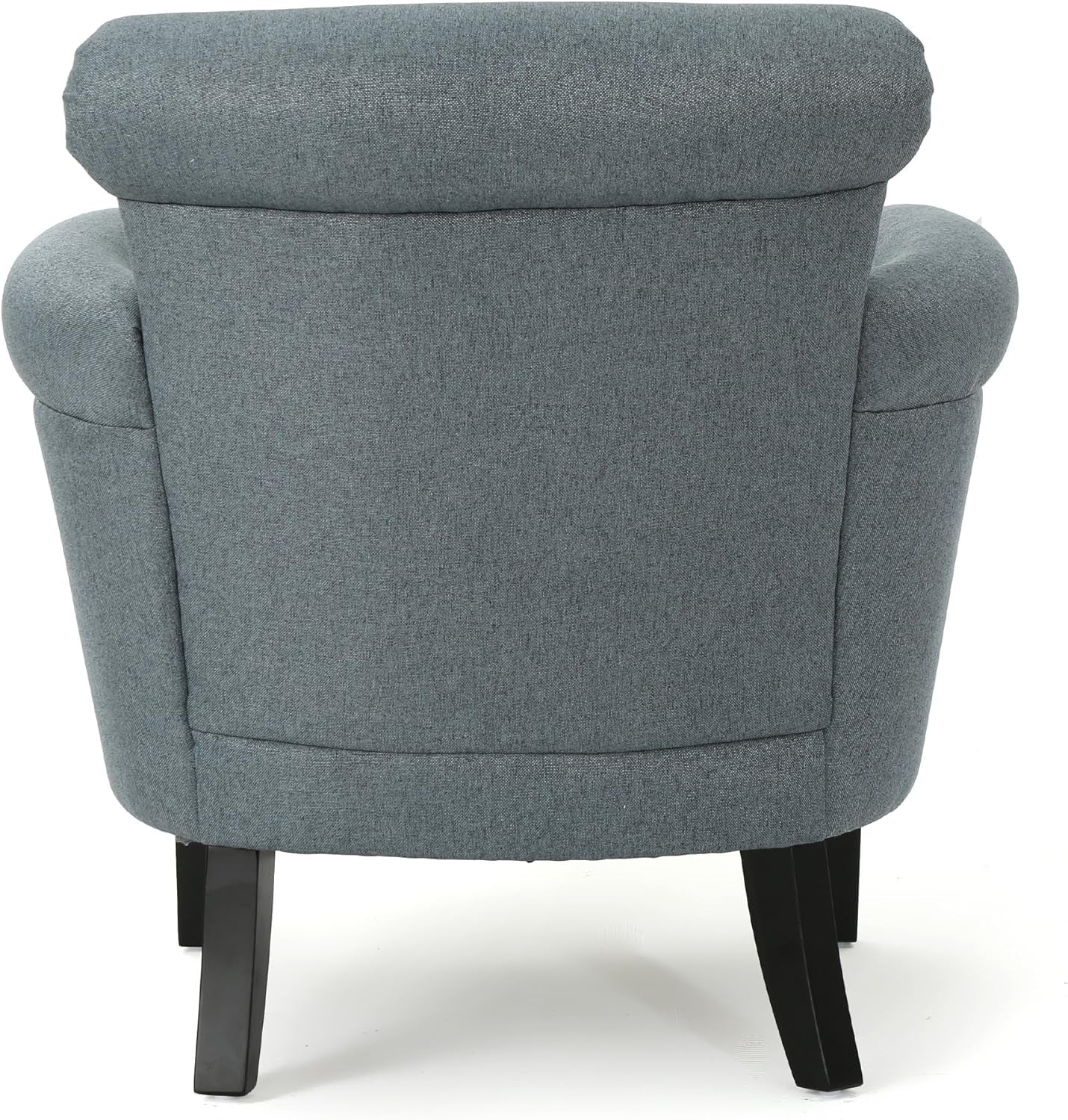 Brice Vintage Scroll Arm Studded Fabric Club Chair, Steel Blue / Dark Brown