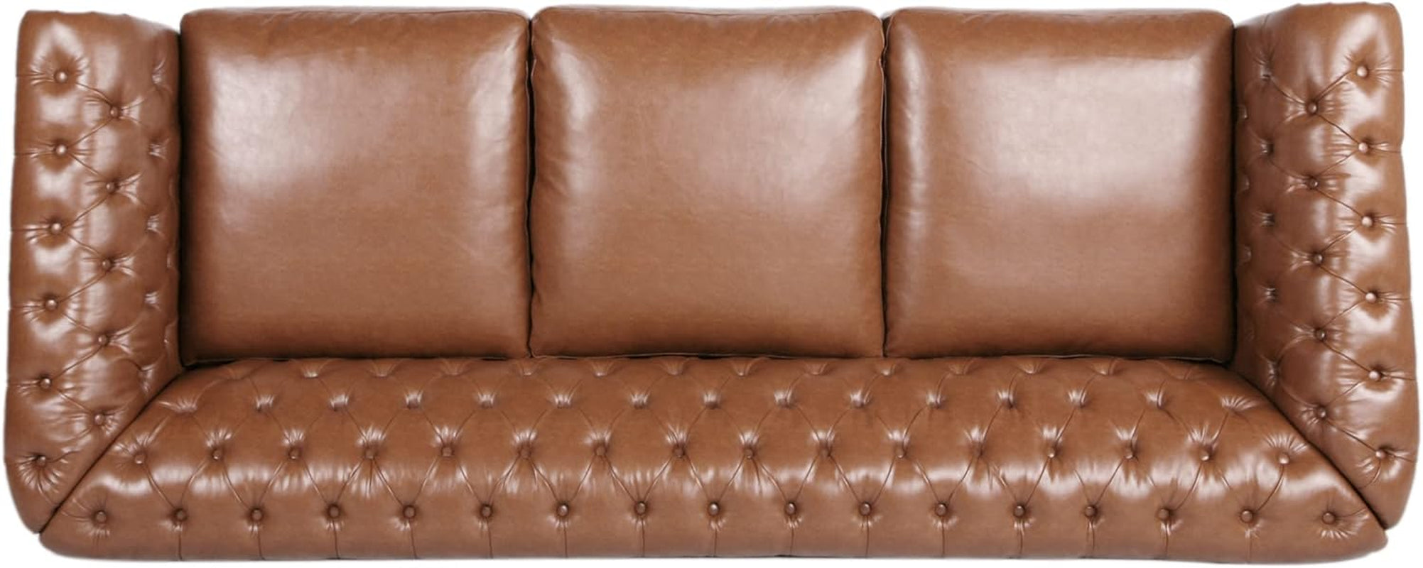 Quentin Chesterfield Tufted Sofa with Scroll Arms, Cognac Brown, Dark Brown