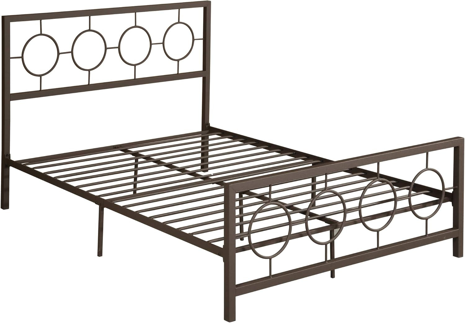 Doris Queen-Size Geometric Platform Bed Frame, Iron, Modern, Low-Profile, Hammered Copper