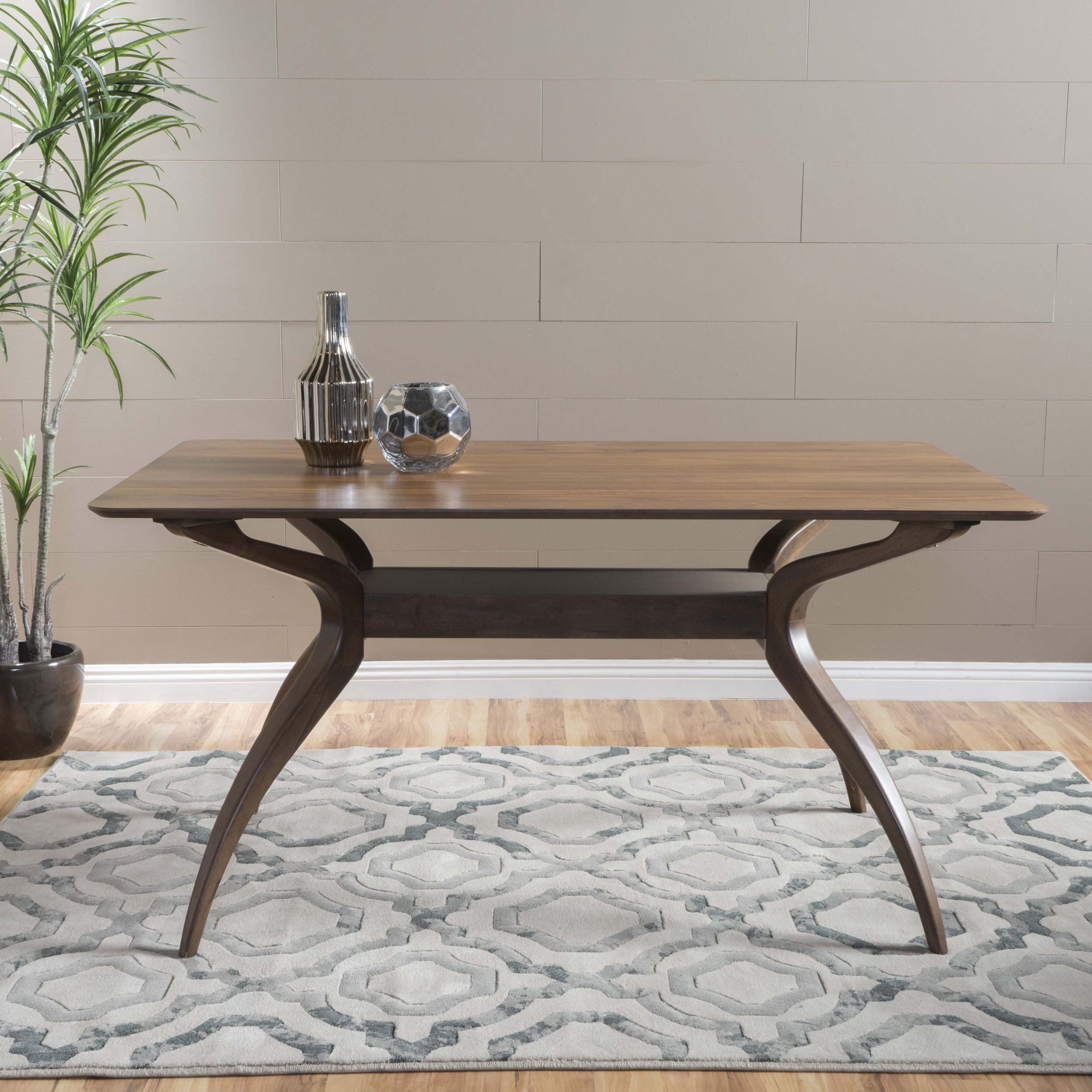 Logan Indoor Natural Walnut Finish Wood Dining Table