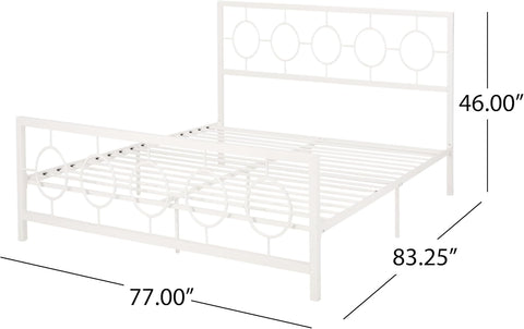 Francoise Modern Iron King Bed Frame, White