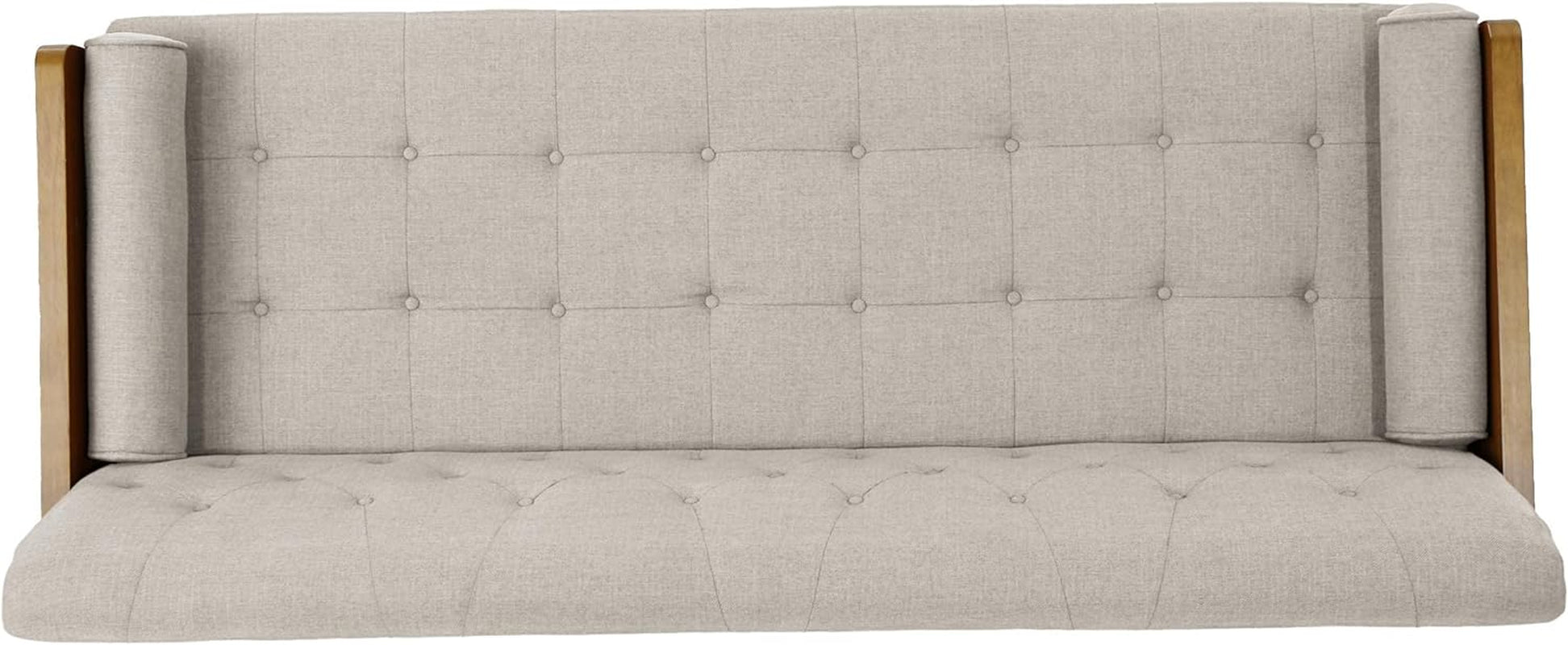 Aidan Mid Century Modern Tufted Fabric Sofa, Beige