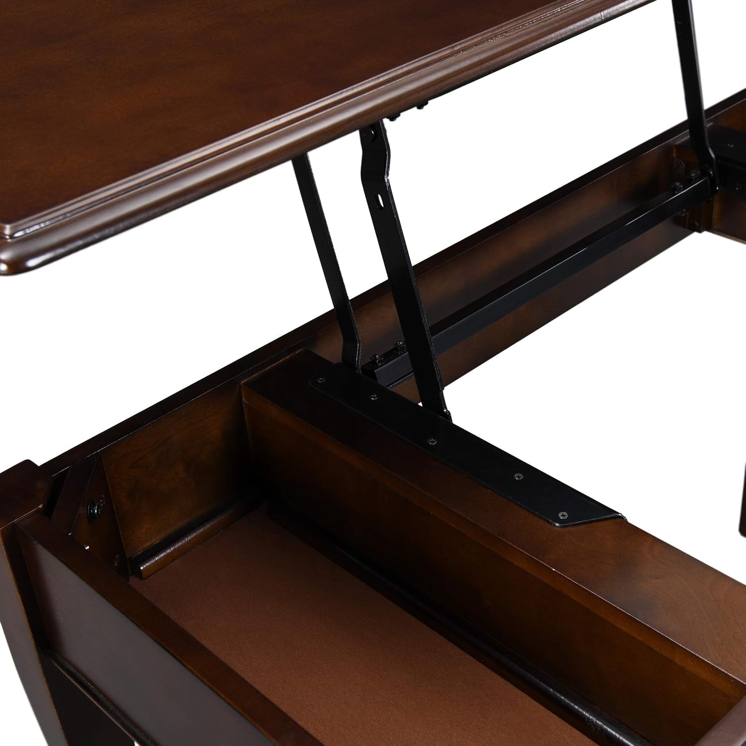 Janice Transitional Lift-Top Standing Desk, Dark Walnut