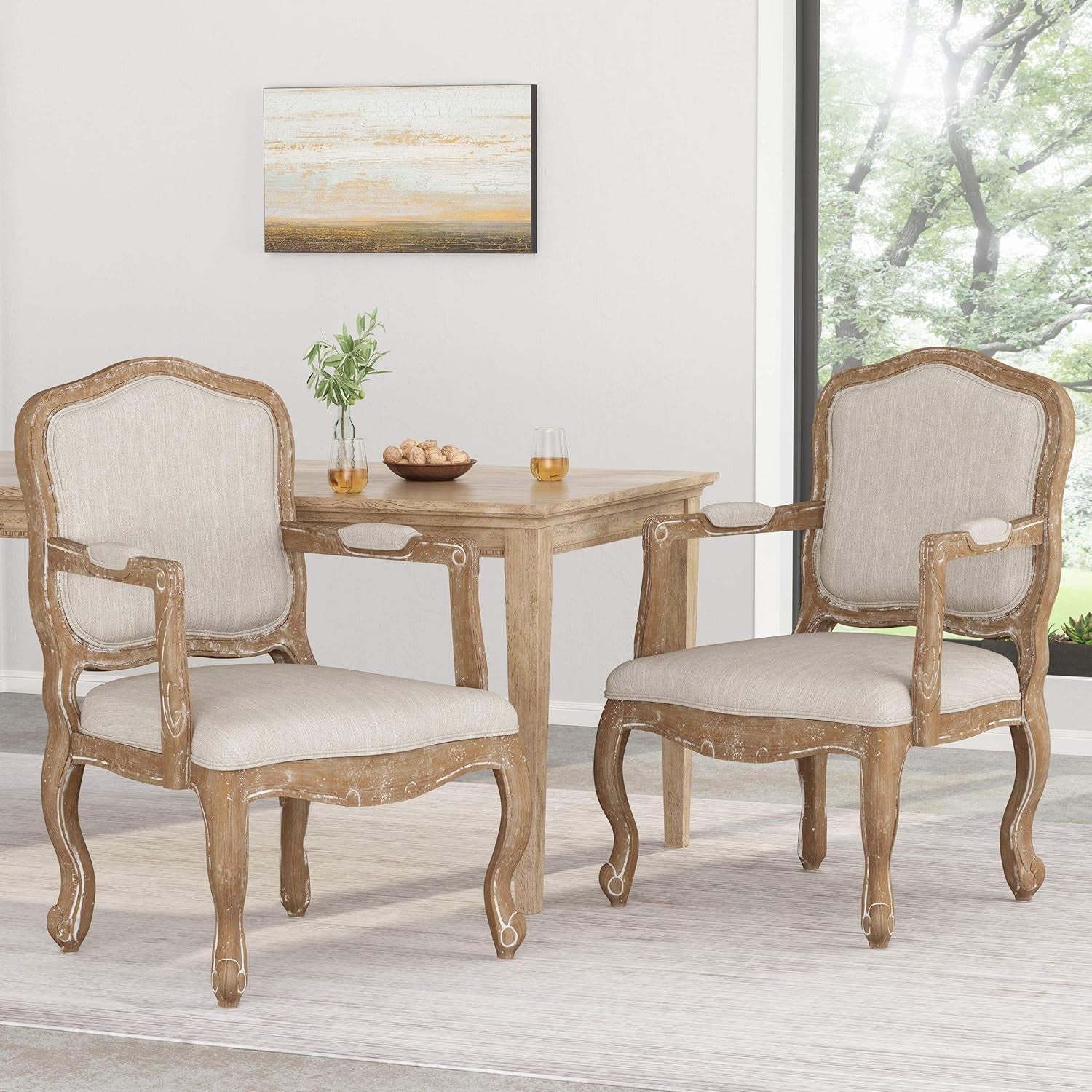 Andrea Dining Chair Sets, Wood, Beige + Natural